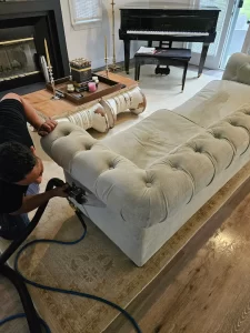 Tufted sofa cleaning on Long Island