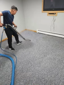 Hot water extraction on wall-to-wall carpet on Long Island